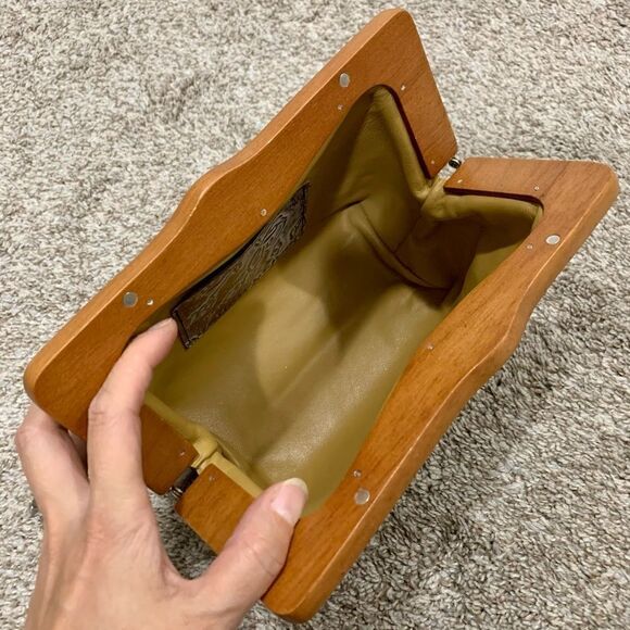 Handmade Genuine Cowhide Floral Embossed, Wooden Frame Bag & 2 Strap Styles - Picture 16 of 16